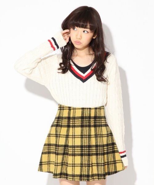 repipi armario（レピピ アルマリオ）の「シャギーチェックスカート（スカート・レディース・ホワイト/イエロー/ブルー・ＸＳ/Ｓ/Ｍ）」の3枚目の写真