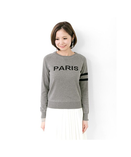 URBAN RESEARCH（アーバンリサーチ）の「PARIS ロゴニット（トップス・レディース・NAVY/GRY/OFF・FREE）」の14枚目の写真