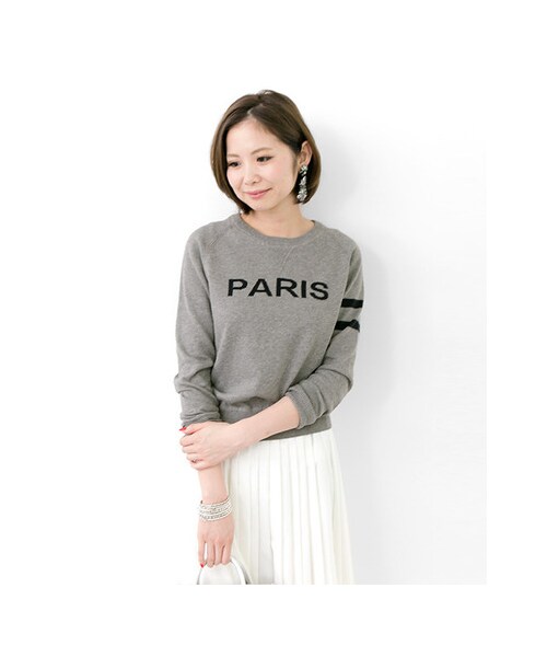 URBAN RESEARCH（アーバンリサーチ）の「PARIS ロゴニット（トップス・レディース・NAVY/GRY/OFF・FREE）」の12枚目の写真