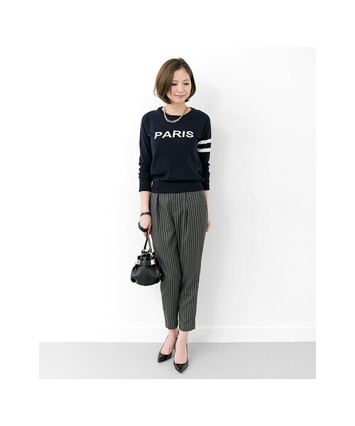 URBAN RESEARCH（アーバンリサーチ）の「PARIS ロゴニット（トップス・レディース・NAVY/GRY/OFF・FREE）」の10枚目の写真