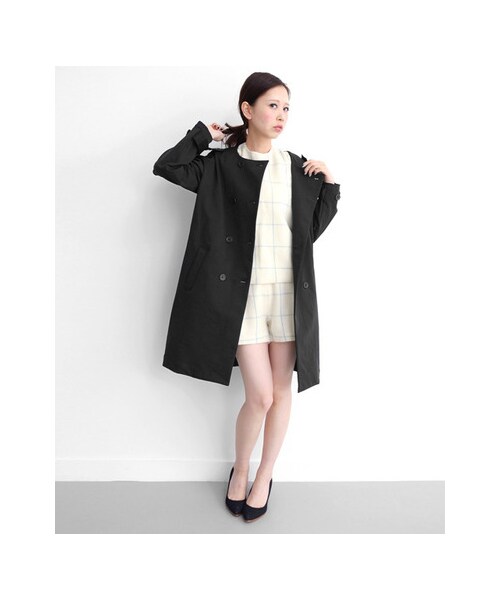 KBF（ケイビーエフ）の「ノーカラートレンチコート（ジャケット/アウター・レディース・L.BEIGE/KHAKI/BLACK・one）」の6枚目の写真