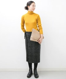 かぐれ（カグレ）の「PUENTE 手紡ぎアルパカ手織り巻きスカート
