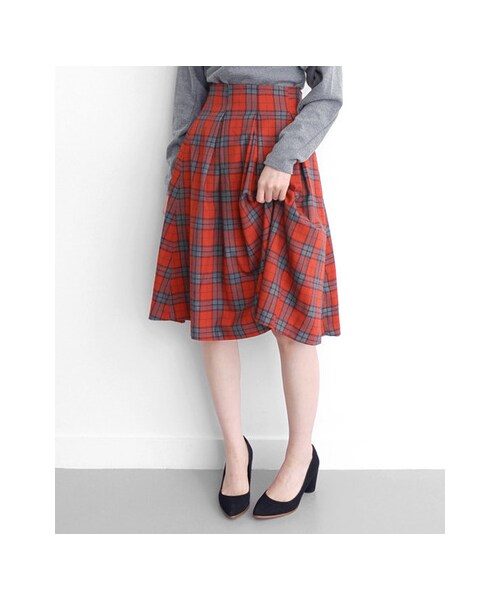 KBF(ケイビーエフ)の「ハイウエストチェックスカート(スカート・レディース・NAVY/YELLOW/RED・one)」の7枚目の写真