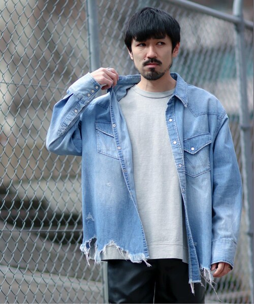 Wrangler ×relume ラングラー 別注 ダメージ デニムシャツ M JOURNAL STANDARD relume（ジャーナルスタンダード レリューム