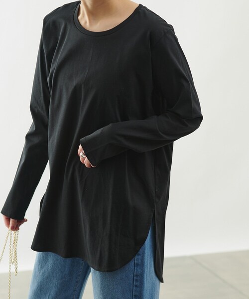 COLONY 2139(コロニートゥーワンスリーナイン)の「《抗菌・防臭》【SMART COLLECTION】抗菌スマート前後差長袖Tシャツ(Tシャツ/カットソー・レディース・オフホワイト/ベージュ/ブラック/カーキ・S/M/L)」の3枚目の写真