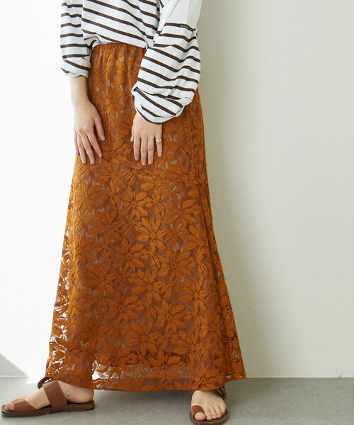 レース切替ロングスカート
