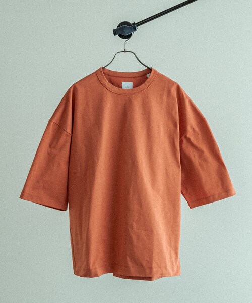 Lui's（ルイス）の「ハイクオリティー7分袖ビッグシルエットTシャツ（Tシャツ/カットソー・メンズ・ホワイト/ブラック/イエロー/バイオレット/ミント/レッド/パープル/サックスブルー/チャコールグレー/グレー/ベージュ/サーモンピンク・F）」の7枚目の写真