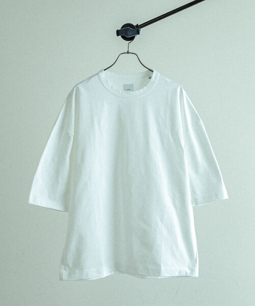 Lui's（ルイス）の「ハイクオリティー7分袖ビッグシルエットTシャツ（Tシャツ/カットソー・メンズ・ホワイト/ブラック/イエロー/バイオレット/ミント/レッド/パープル/サックスブルー/チャコールグレー/グレー/ベージュ/サーモンピンク・F）」の2枚目の写真