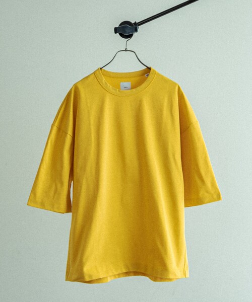 Lui's（ルイス）の「ハイクオリティー7分袖ビッグシルエットTシャツ（Tシャツ/カットソー・メンズ・ホワイト/ブラック/イエロー/バイオレット/ミント/レッド/パープル/サックスブルー/チャコールグレー/グレー/ベージュ/サーモンピンク・F）」の5枚目の写真