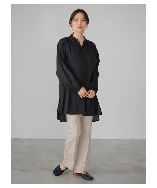 AMERICAN HOLIC（アメリカンホリック）の「サイドボタンリブパンツ（パンツ・チャコールグレー/グレーベージュ・M/L）」の9枚目の写真