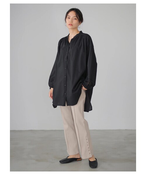 AMERICAN HOLIC（アメリカンホリック）の「サイドボタンリブパンツ（パンツ・チャコールグレー/グレーベージュ・M/L）」の8枚目の写真