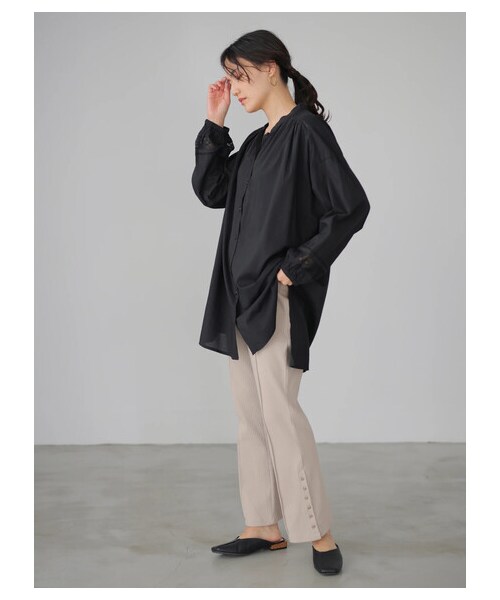 AMERICAN HOLIC（アメリカンホリック）の「サイドボタンリブパンツ（パンツ・チャコールグレー/グレーベージュ・M/L）」の10枚目の写真