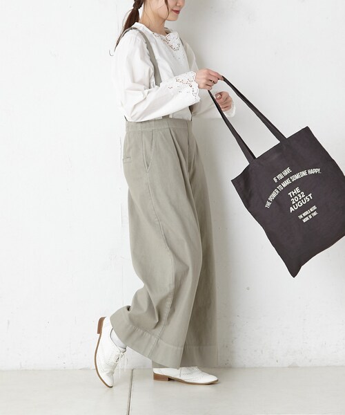 PUAL CE CIN（ピュアルセシン）の「甘織ツイルサスペンダーパンツ（その他パンツ・レディース・オフホワイト/ベージュ/カーキ/スミクロ・FREE）」の4枚目の写真