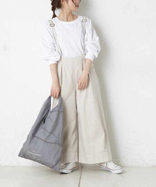 PUAL CE CIN（ピュアルセシン）の「甘織ツイルサスペンダーパンツ（その他パンツ・レディース・オフホワイト/ベージュ/カーキ/スミクロ・FREE）」の2枚目の写真