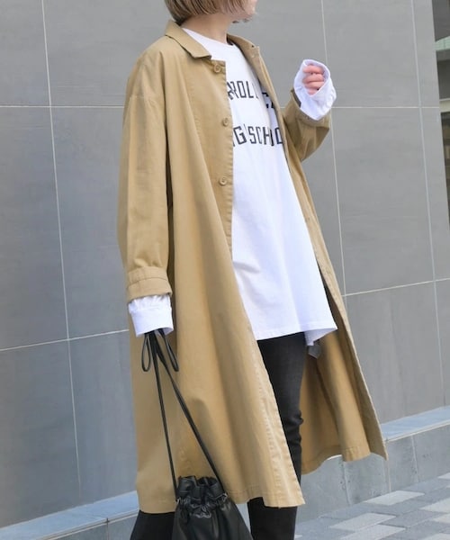 Sheson（シーズン）の「コットンステンカラーコート（ステンカラーコート・レディース・ベージュ/グリーン/その他/ブルーグレー/セージグリーン・FREE/F）」の5枚目の写真