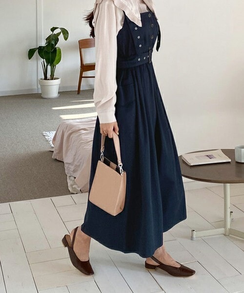 BLAMINK ワンピース　ジャンパースカート　ベルト付き ベルト付ミニジャンスカ: ワンピース｜ハニーズ公式通販