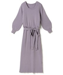 GRL | ウエストリボン付ワイドリブニットワンピース(ワンピース)