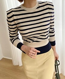 DHOLIC | 配色ボーダーパフニット(ニット/セーター)