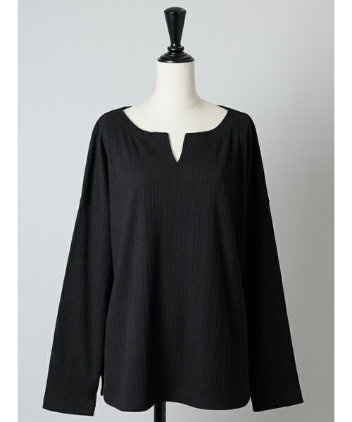 Rewde（ルゥデ）の「キーネックプルオーバー（1R15-03168）（Tシャツ/カットソー・レディース・ブルー/ホワイト/ブラウン/ブラック・M）」の3枚目の写真