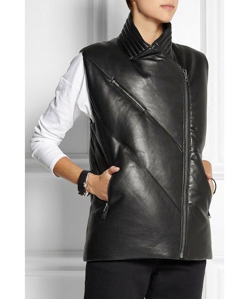 HELMUT LANG ラムレザー 羊革 ボア ベスト グレー フード グレーS HELMUT LANG ラムレザー 羊革 ボア ベスト グレー フード グレー