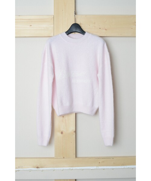 SURREAL BUT NICE（サーリアル・バット・ナイス）の「ANGORA LOGO JACQUARD KNIT（ニット/セーター・レディース・BLACK/PINK・XS/S）」の2枚目の写真