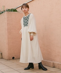 Kastane | 楊柳刺繍カフタンワンピース(ワンピース)