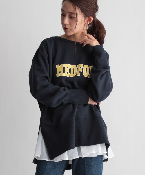 Andemiu(アンデミュウ)の「デザインロゴスウェット(トップス・ホワイト/ネイビー)」の6枚目の写真