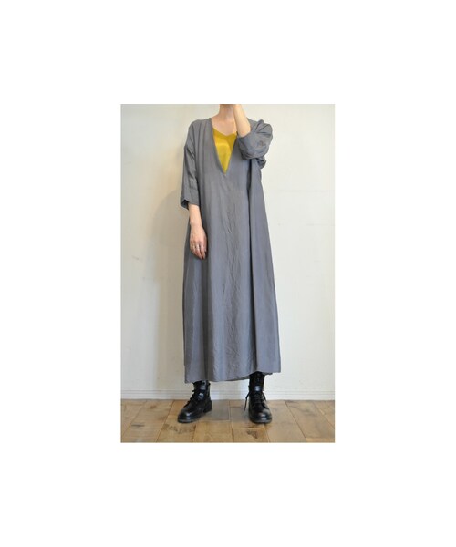 RehersalL（リハーズオール）の「キュプラフォークドレス（ワンピース・レディース・ホワイト/ブラック/ベージュ/グレー・one）」の3枚目の写真