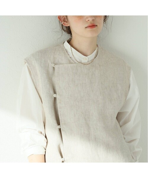 JOURNAL STANDARD relume（ジャーナルスタンダード　レリューム）の「《予約》リネンベスト◆（ジャケット/アウター・ベージュ/(027)/フリー/在庫あり）」の3枚目の写真