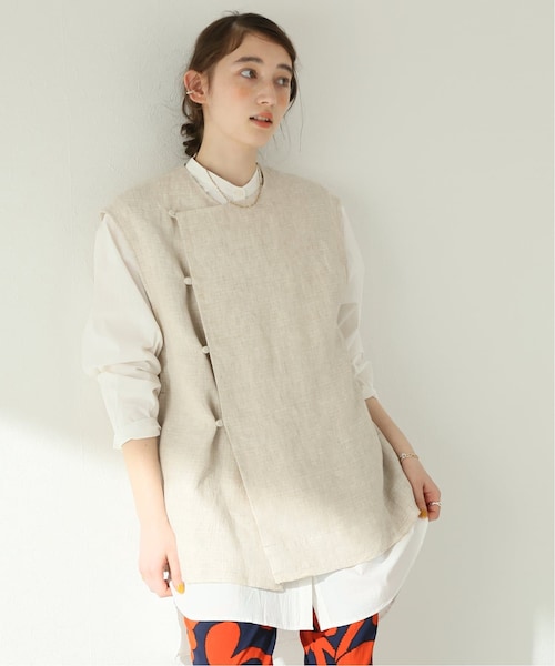 JOURNAL STANDARD relume（ジャーナルスタンダード　レリューム）の「《予約》リネンベスト◆（ジャケット/アウター・ベージュ/(027)/フリー/在庫あり）」の2枚目の写真