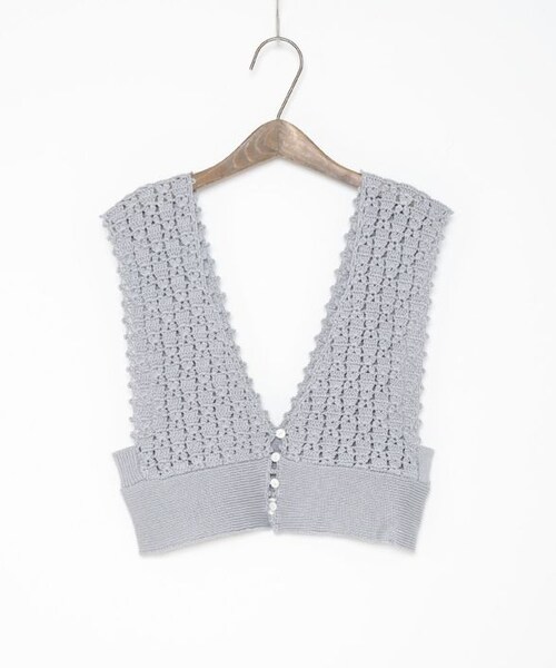 Crisp（クリスプ）の「クロシェニットビスチェ[c1k2882]（その他トップス・レディース・ベージュ/ブルー・FREE）」の4枚目の写真