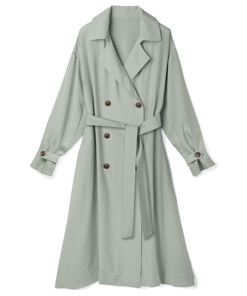 kolor 2022ssグレー/グリーン ポロドッキングトレンチコート SORELAタフタ トレンチコート