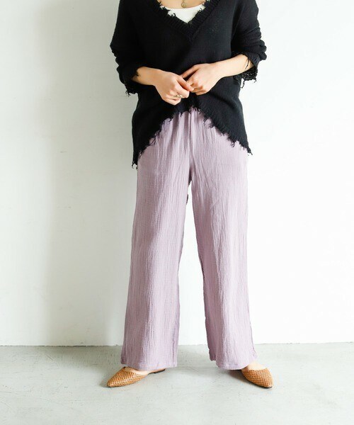 Auntie Rosa Holiday（アンティローザホリデー）の「ガーゼルーズパンツ（その他パンツ・レディース・ホワイト/ブラック/レッド/ブラウン/グリーン/ブルー/パープル/イエロー/オレンジ・FREE）」の6枚目の写真