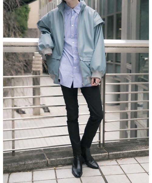 YohKi（ヨウキ）の「"Henkei" fake leather blouson（LIGHT BLUE）（ブルゾン・レディース・ブルー・2/3）」の7枚目の写真