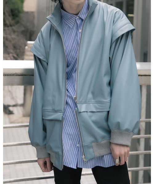 YohKi（ヨウキ）の「"Henkei" fake leather blouson（LIGHT BLUE）（ブルゾン・レディース・ブルー・2/3）」の9枚目の写真
