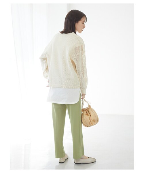 Green Parks(グリーンパークス)の「SET2点 メッシュプルオーバー+Tシャツ(トップス・オフホワイト/グレーベージュ/カーキ・F)」の4枚目の写真