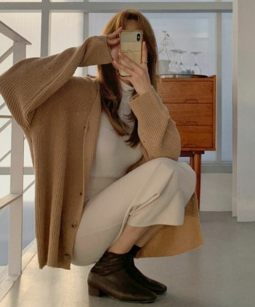 DHOLIC STYLE（ディーホリックスタイル）の「[ontheriver] オーバーニットカーディガン（カーディガン/ボレロ・レディース・ピンク/グリーン/ベージュ/ブラック/ホワイト・FREE）」の4枚目の写真