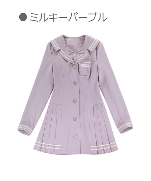 Bobon21（ボボンニジュウイチ）の「セーラースリムLOOKワンピース風アウター-全２色-（トレンチコート・レディース・ブルー/パープル・S/M/L）」の2枚目の写真