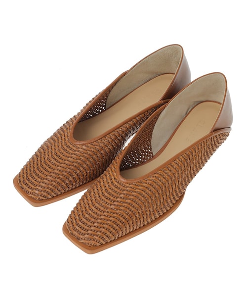 CLANE メッシュフラットシューズ 2way サイズ37 キャメル CLANE ”2WAY”メッシュフラットシューズ