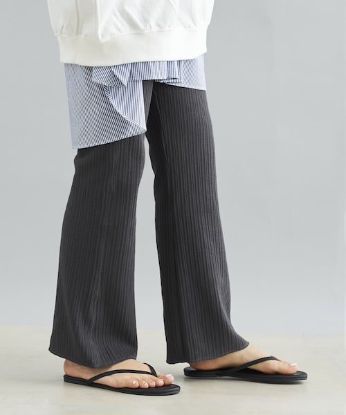 DouDou(ドゥドゥ)の「ランダムリブパンツ(その他パンツ・レディース・オフホワイト/ピンク/チャコールグレー・F)」の1枚目の写真