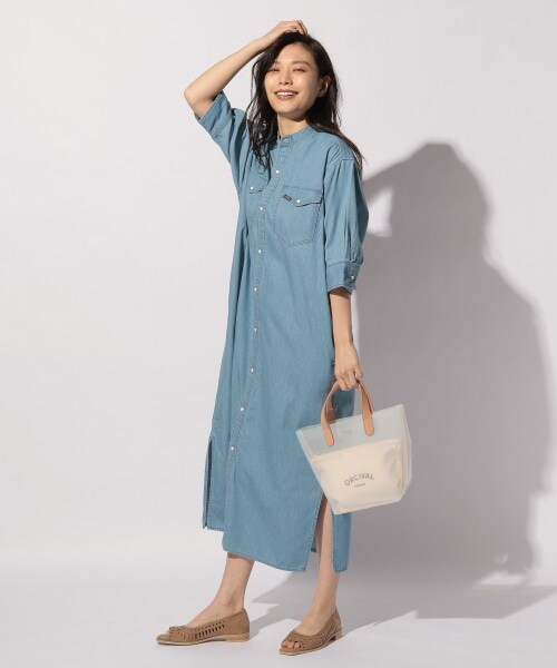 BAYFLOW（ベイフロー）の「≪予約≫バンドカラーシャツワンピース（ワンピース/ドレス・ライトブルー/ネイビー）」の4枚目の写真