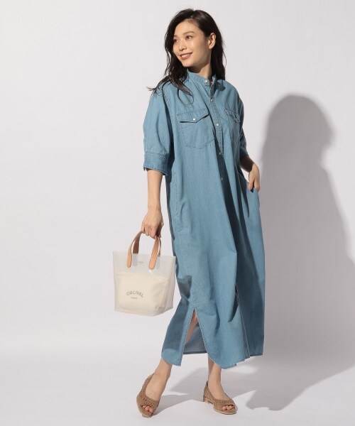 BAYFLOW（ベイフロー）の「≪予約≫バンドカラーシャツワンピース（ワンピース/ドレス・ライトブルー/ネイビー）」の3枚目の写真