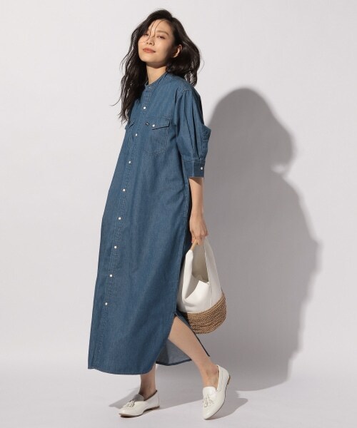 BAYFLOW（ベイフロー）の「≪予約≫バンドカラーシャツワンピース（ワンピース/ドレス・ライトブルー/ネイビー）」の7枚目の写真