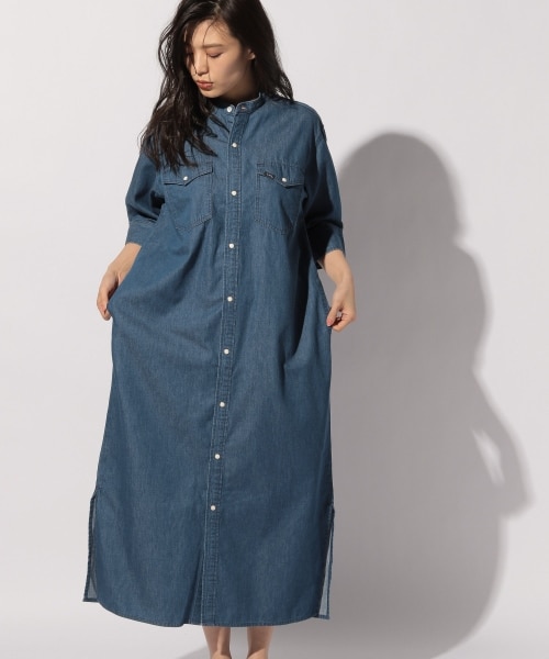 BAYFLOW（ベイフロー）の「≪予約≫バンドカラーシャツワンピース（ワンピース/ドレス・ライトブルー/ネイビー）」の2枚目の写真