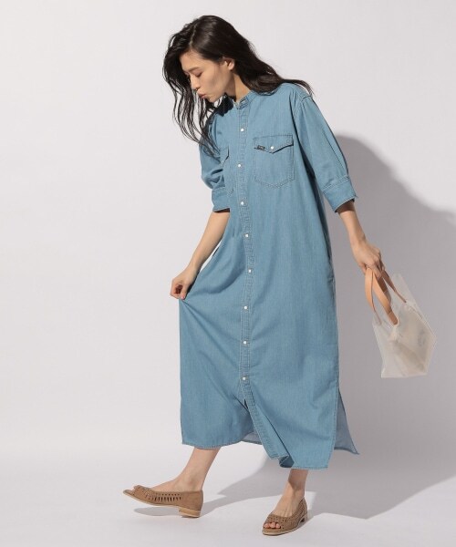 BAYFLOW（ベイフロー）の「≪予約≫バンドカラーシャツワンピース（ワンピース/ドレス・ライトブルー/ネイビー）」の5枚目の写真