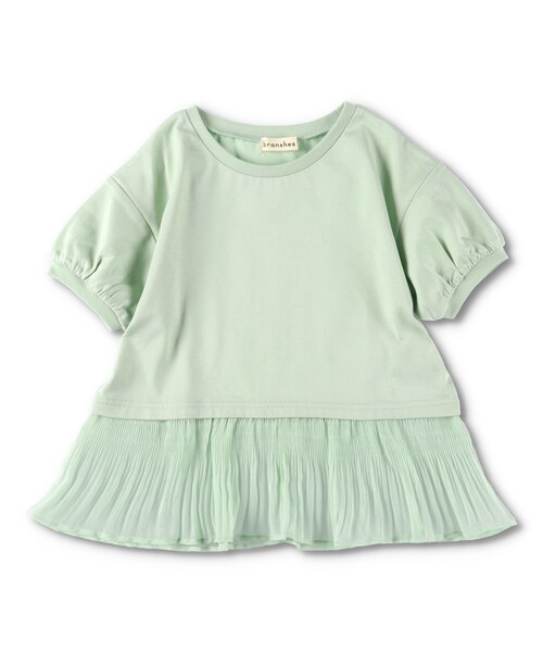 BRANSHES（ブランシェス）の「マジョリカプリーツ5分袖チュニック（チュニック・キッズ・アイボリー/ライトグリーン・90cm～150cm）」の2枚目の写真
