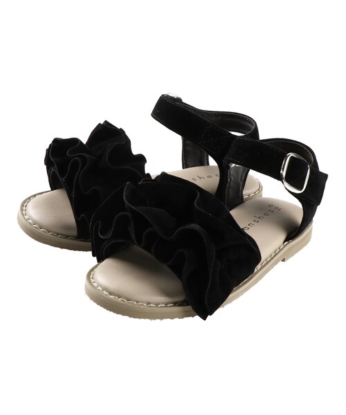 BRANSHES（ブランシェス）の「フリルサンダル（サンダル・キッズ・ベージュ/ローズピンク/キャメル/ライトグレー/ブラック・15cm～21cm/14cm～21cm）」の2枚目の写真