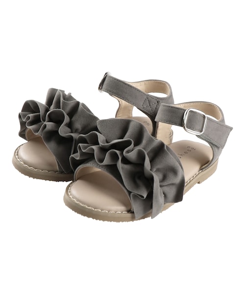 BRANSHES（ブランシェス）の「フリルサンダル（サンダル・キッズ・ベージュ/ローズピンク/キャメル/ライトグレー/ブラック・15cm～21cm/14cm～21cm）」の3枚目の写真