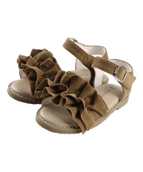 BRANSHES（ブランシェス）の「フリルサンダル（サンダル・キッズ・ベージュ/ローズピンク/キャメル/ライトグレー/ブラック・15cm～21cm/14cm～21cm）」の4枚目の写真