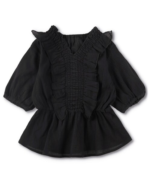 RADCHAP（ラッドチャップ）の「楊柳ギャザーチュニック（チュニック・キッズ・オレンジ/ブラック・90cm～150cm）」の2枚目の写真